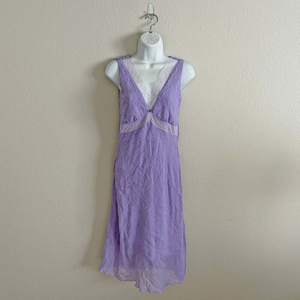 Vintage Y2K Lavender Gauze Fairycore Sleeveless Midi Dress La Belle Size XS